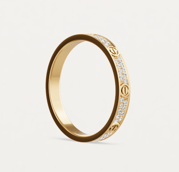 [Panda Jewelry]LOVE RING 2.6mm-wide full-diamond ring Gold