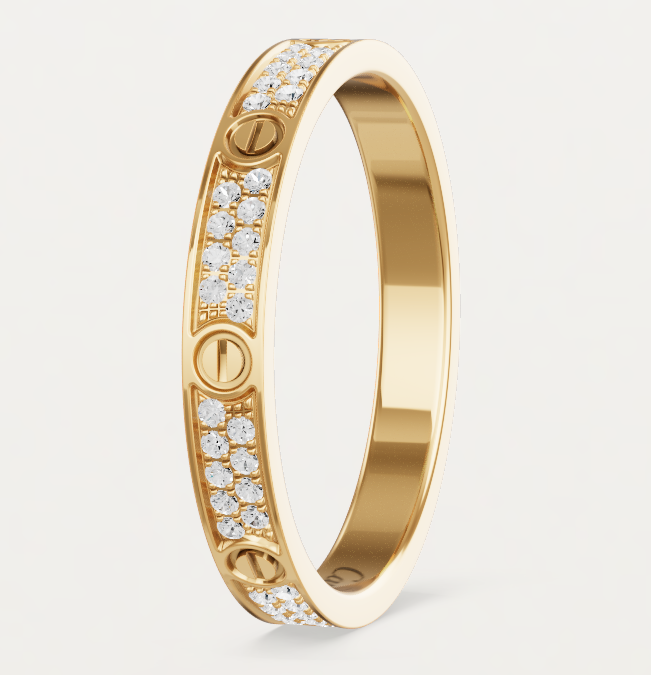 [Panda Jewelry]LOVE RING 2.6mm-wide full-diamond ring Gold