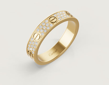 [Panda Jewelry]LOVE RING 4mm-wide full-diamond ring GOLD