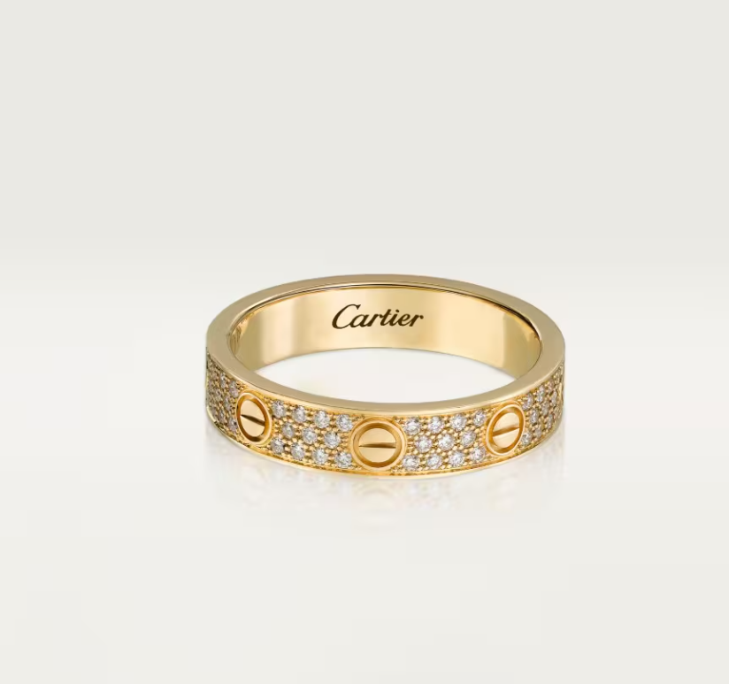 [Panda Jewelry]LOVE RING 4mm-wide full-diamond ring GOLD