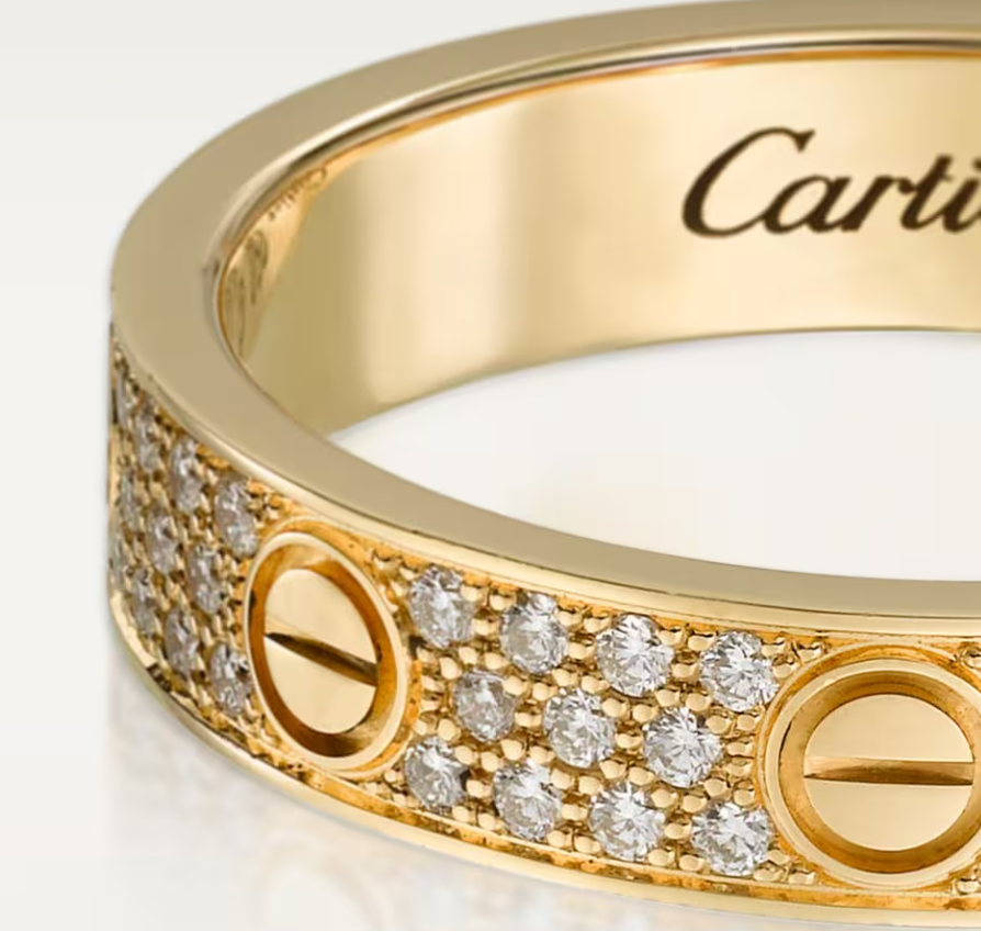 [Panda Jewelry]LOVE RING 4mm-wide full-diamond ring GOLD