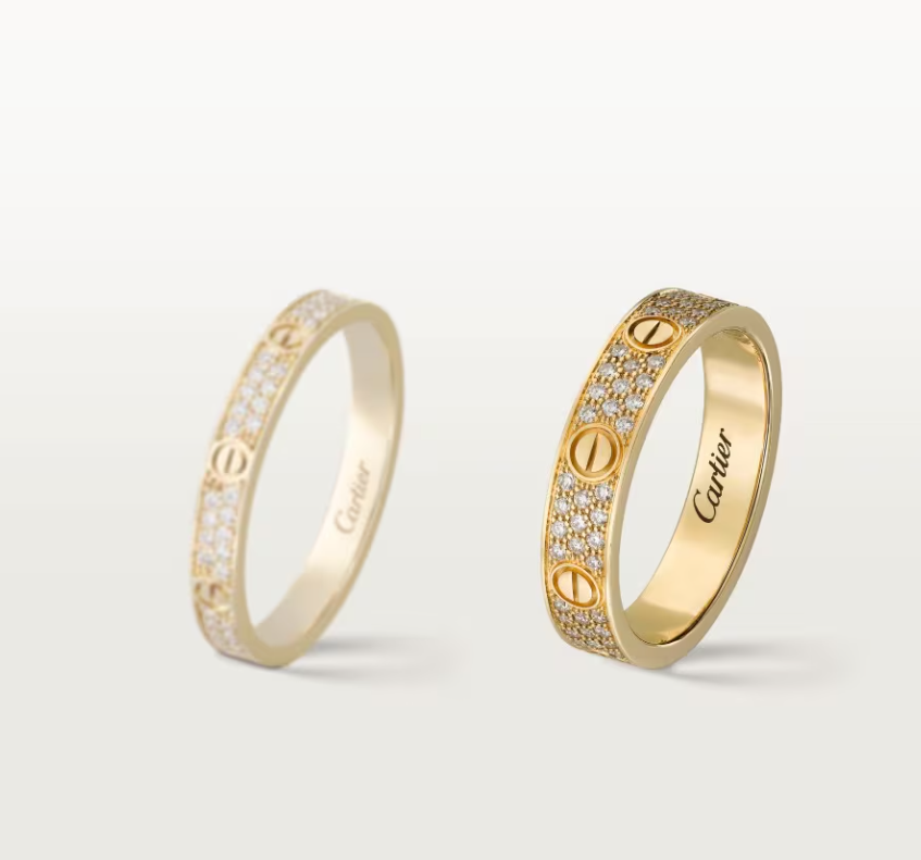 [Panda Jewelry]LOVE RING 4mm-wide full-diamond ring GOLD