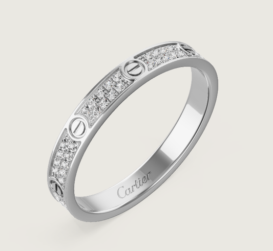 [Panda Jewelry]LOVE RING 2.6mm-wide full-diamond ring silver