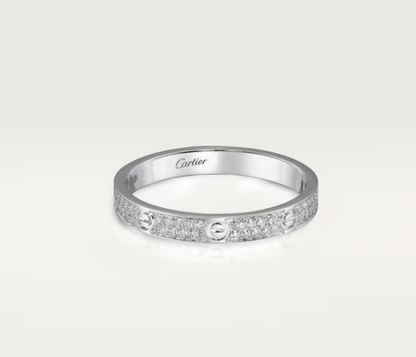 [Panda Jewelry]LOVE RING 2.6mm-wide full-diamond ring silver
