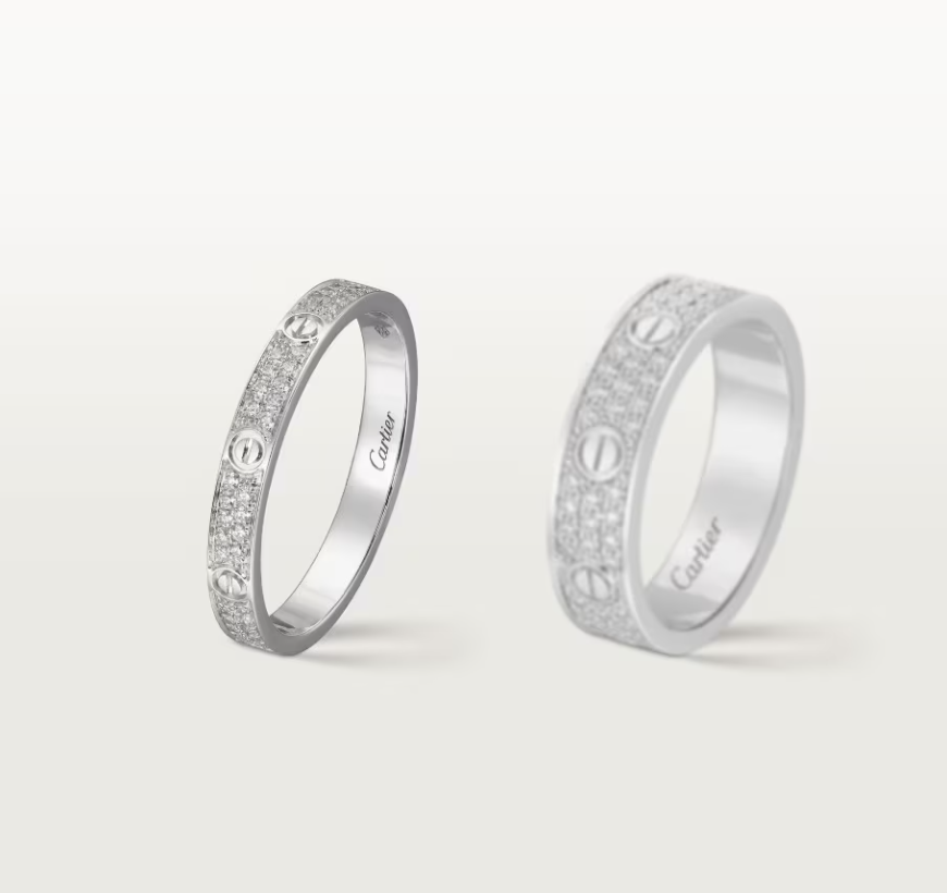 [Panda Jewelry]LOVE RING 2.6mm-wide full-diamond ring silver