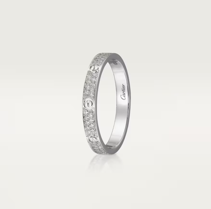[Panda Jewelry]LOVE RING 2.6mm-wide full-diamond ring silver