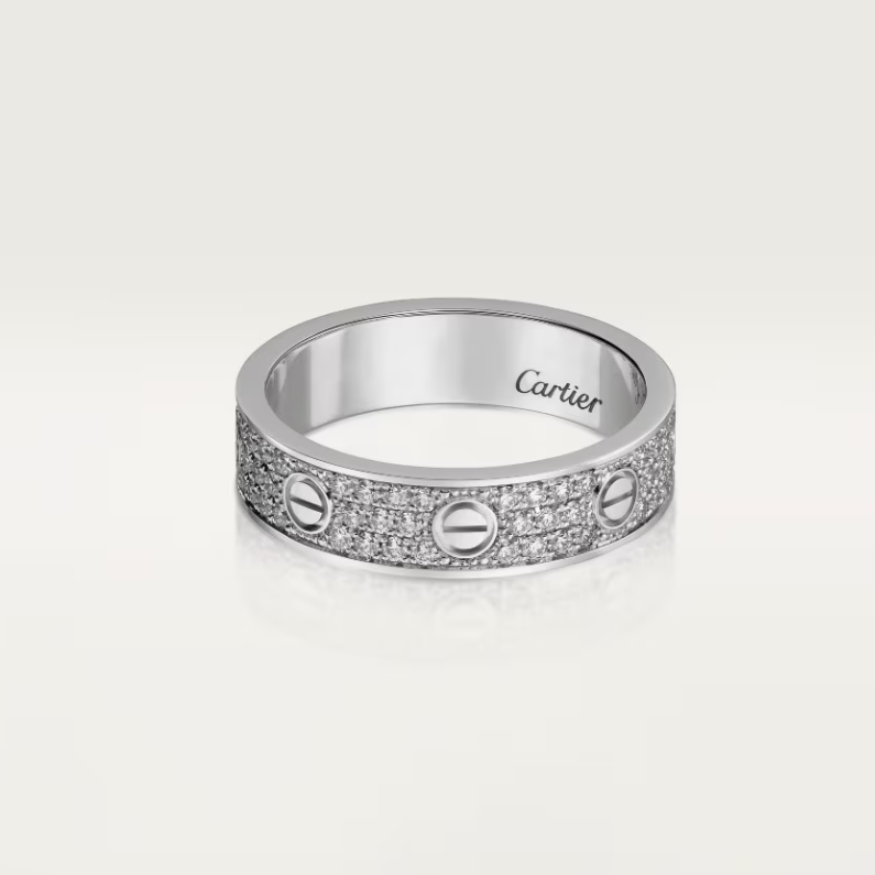 [Panda Jewelry]LOVE RING 4mm-wide full-diamond ring silver