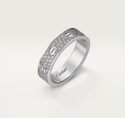 [Panda Jewelry]LOVE RING 4mm-wide full-diamond ring silver