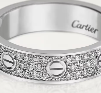 [Panda Jewelry]LOVE RING 4mm-wide full-diamond ring silver