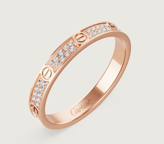 [Panda Jewelry]LOVE RING 2.6mm-wide full-diamond ring Rose Gold