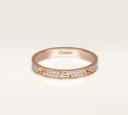 [Panda Jewelry]LOVE RING 2.6mm-wide full-diamond ring Rose Gold