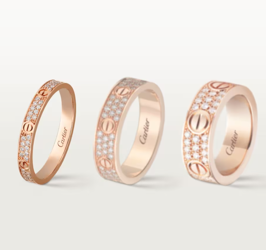 [Panda Jewelry]LOVE RING 2.6mm-wide full-diamond ring Rose Gold