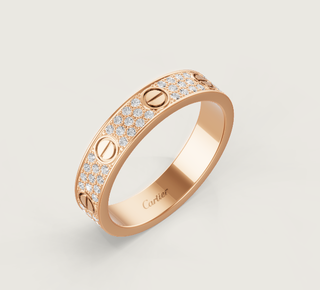 [Panda Jewelry]LOVE RING 4mm-wide full-diamond ring Rose Gold