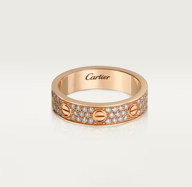[Panda Jewelry]LOVE RING 4mm-wide full-diamond ring Rose Gold