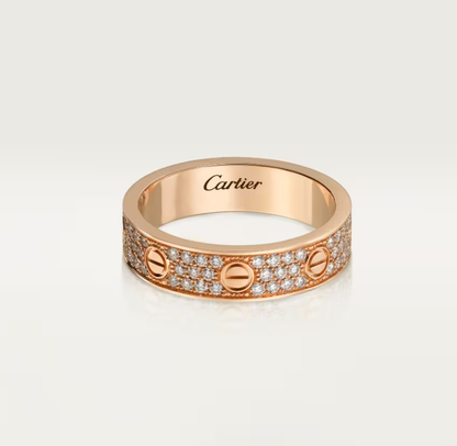 [Panda Jewelry]LOVE RING 4mm-wide full-diamond ring Rose Gold