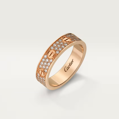 [Panda Jewelry]LOVE RING 4mm-wide full-diamond ring Rose Gold