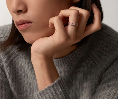 [Panda Jewelry]LOVE RING 4mm-wide full-diamond ring Rose Gold