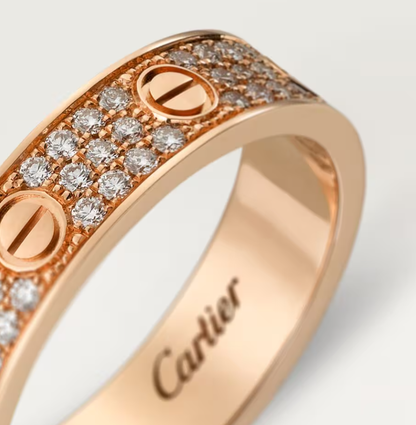 [Panda Jewelry]LOVE RING 4mm-wide full-diamond ring Rose Gold