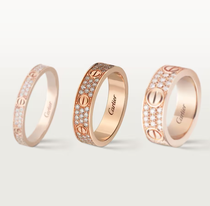 [Panda Jewelry]LOVE RING 4mm-wide full-diamond ring Rose Gold