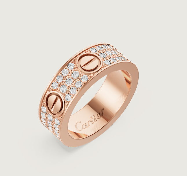 [Panda Jewelry]LOVE RING 6.5mm-wide full-diamond ring Rose Gold