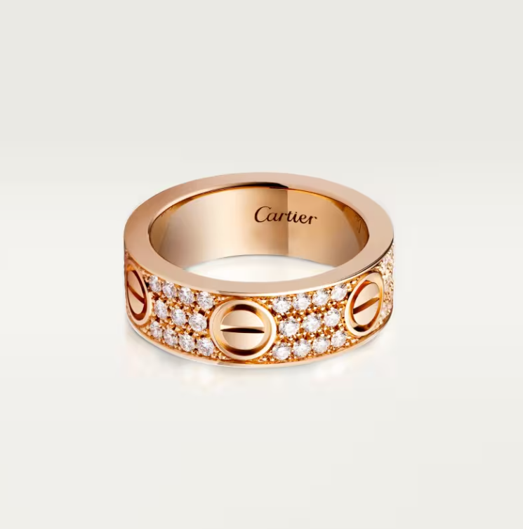 [Panda Jewelry]LOVE RING 6.5mm-wide full-diamond ring Rose Gold