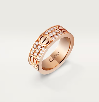 [Panda Jewelry]LOVE RING 6.5mm-wide full-diamond ring Rose Gold