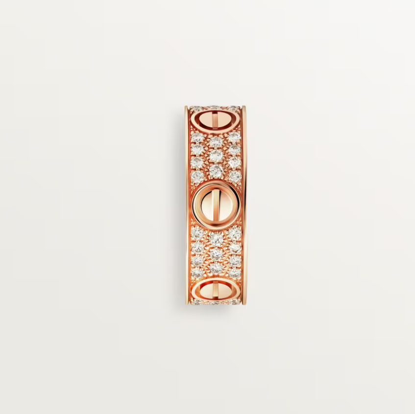 [Panda Jewelry]LOVE RING 6.5mm-wide full-diamond ring Rose Gold