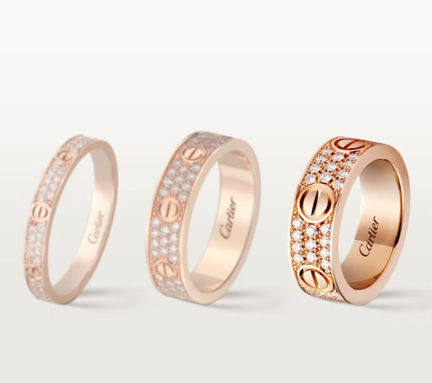 [Panda Jewelry]LOVE RING 6.5mm-wide full-diamond ring Rose Gold