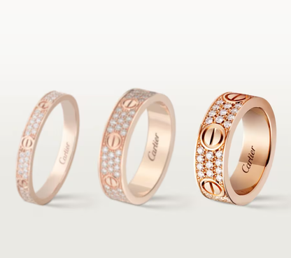 [Panda Jewelry]LOVE RING 6.5mm-wide full-diamond ring Rose Gold
