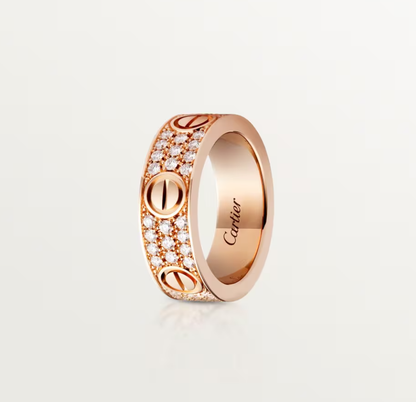[Panda Jewelry]LOVE RING 6.5mm-wide full-diamond ring Rose Gold