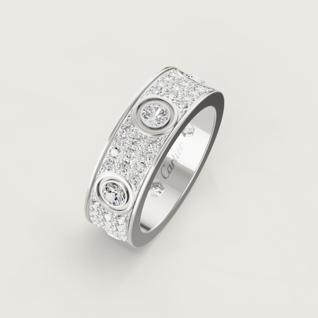 [Panda Jewelry]LOVE RING 6.5MM Full Diamond, 6 Major Diamonds Silver