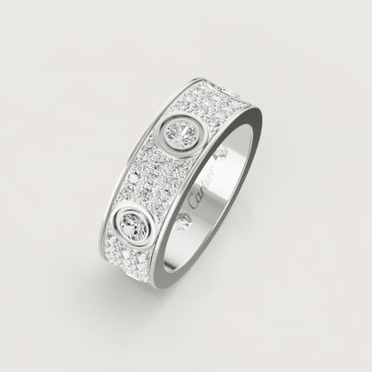 [Panda Jewelry]LOVE RING 6.5MM Full Diamond, 6 Major Diamonds Silver