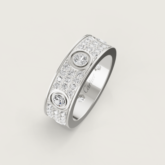 [Panda Jewelry]LOVE RING 6.5MM Full Diamond, 6 Major Diamonds Silver