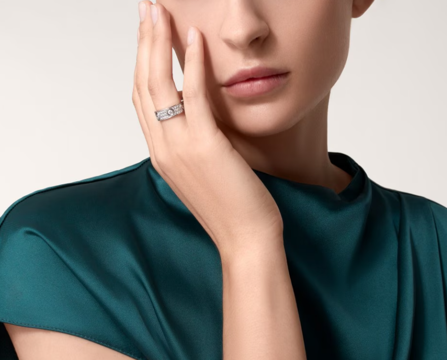 [Panda Jewelry]LOVE RING 6.5MM Full Diamond, 6 Major Diamonds Silver