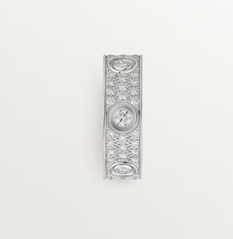 [Panda Jewelry]LOVE RING 6.5MM Full Diamond, 6 Major Diamonds Silver