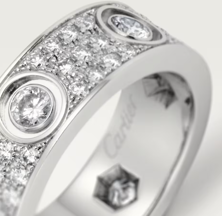 [Panda Jewelry]LOVE RING 6.5MM Full Diamond, 6 Major Diamonds Silver
