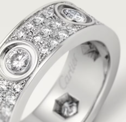 [Panda Jewelry]LOVE RING 6.5MM Full Diamond, 6 Major Diamonds Silver