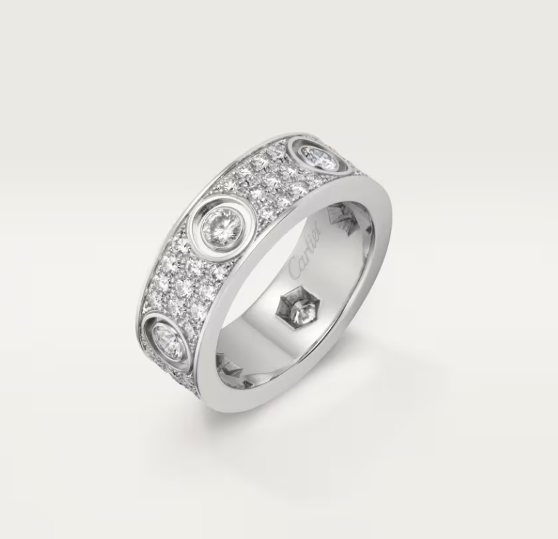 [Panda Jewelry]LOVE RING 6.5MM Full Diamond, 6 Major Diamonds Silver