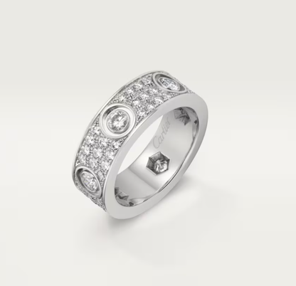 [Panda Jewelry]LOVE RING 6.5MM Full Diamond, 6 Major Diamonds Silver