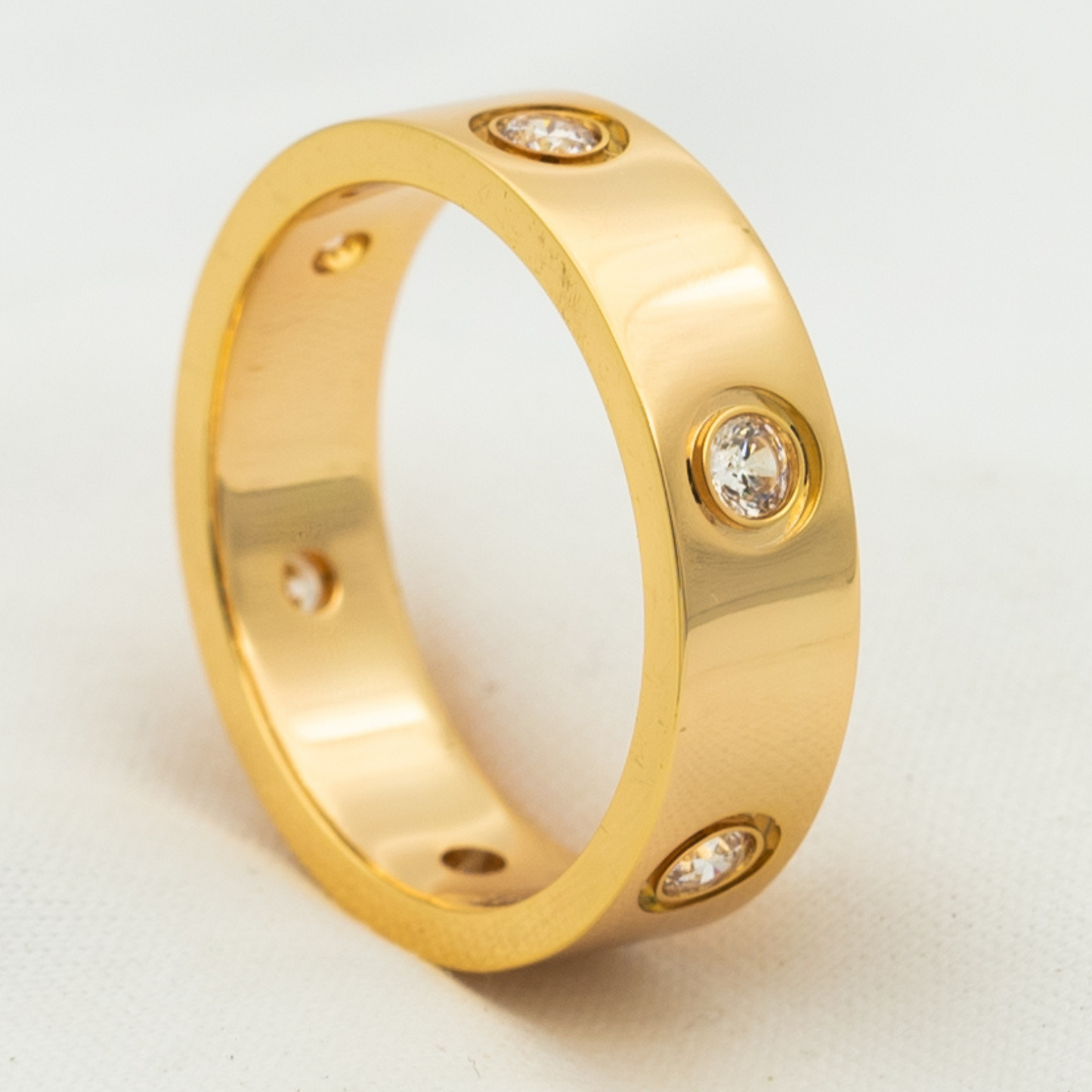 [Panda Jewelry]LOVE RING 5.5MM 6 DIAMONDS PINK GOLD