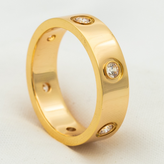 [Panda Jewelry]LOVE RING 5.5MM 6 DIAMONDS PINK GOLD