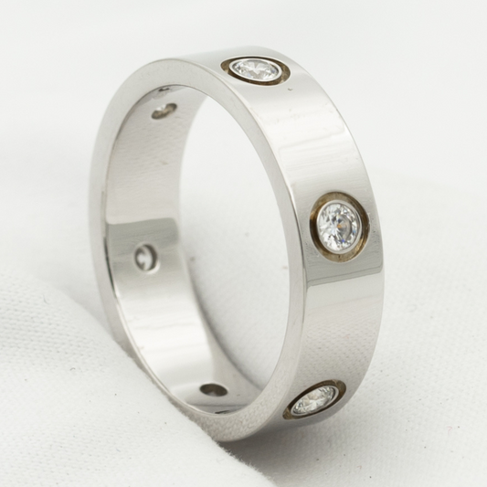 [Panda Jewelry]LOVE RING 5.5MM 6 DIAMONDS SILVER