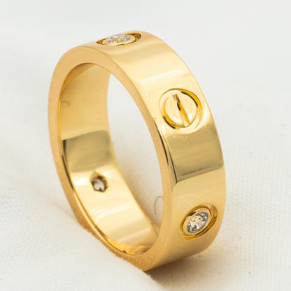 [Panda Jewelry]LOVE RING 5.5MM 3 DIAMONDS PINK GOLD