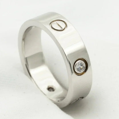 [Panda Jewelry]LOVE RING 5.5MM 3 DIAMONDS SILVER