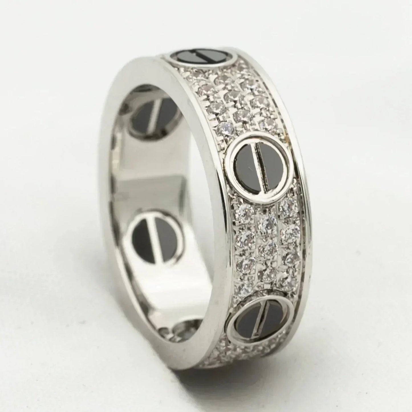 [Panda Jewelry]LOVE RING 5.5MM DIAMONDS PAVED CERAMIC