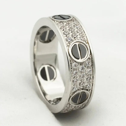 [Panda Jewelry]LOVE RING 5.5MM DIAMONDS PAVED CERAMIC