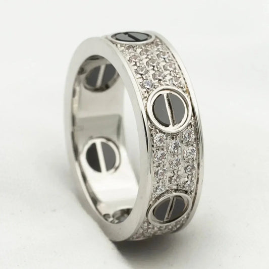 [Panda Jewelry]LOVE RING 5.5MM DIAMONDS PAVED CERAMIC