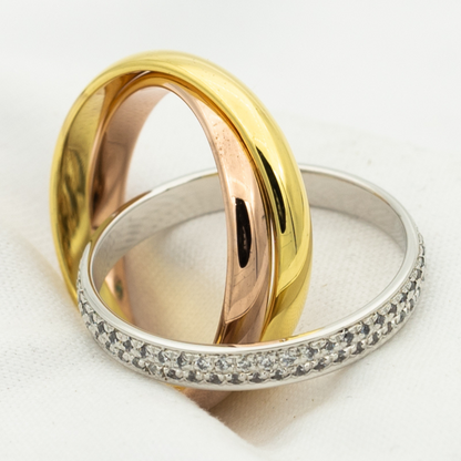 [Panda Jewelry Jewelry]TRINITY RING GOLD PINK GOLD SILVER DIAMONDS