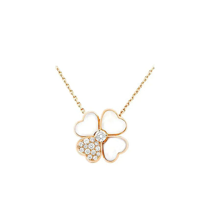 [Panda Jewelry]CLOVER MOP DIAMOND ROSE GOLD NECKLACE