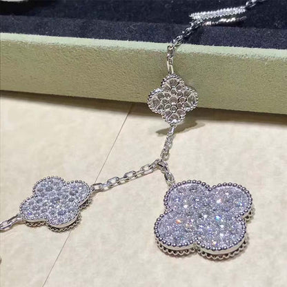 [Panda Jewelry]CLOVER 6 MOTIFS SILVER DIAMOND BRACELET